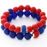 handmade bransoletki cornflower & red jade with beads