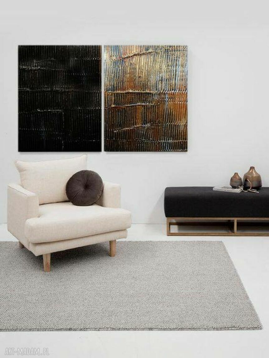 Corrientes de oro - duży zestaw 2 obrazów strukturalnych 70x100 cm do salonu
