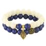 ręcznie robione bransoletki cream jade & lapis lazuli stone set