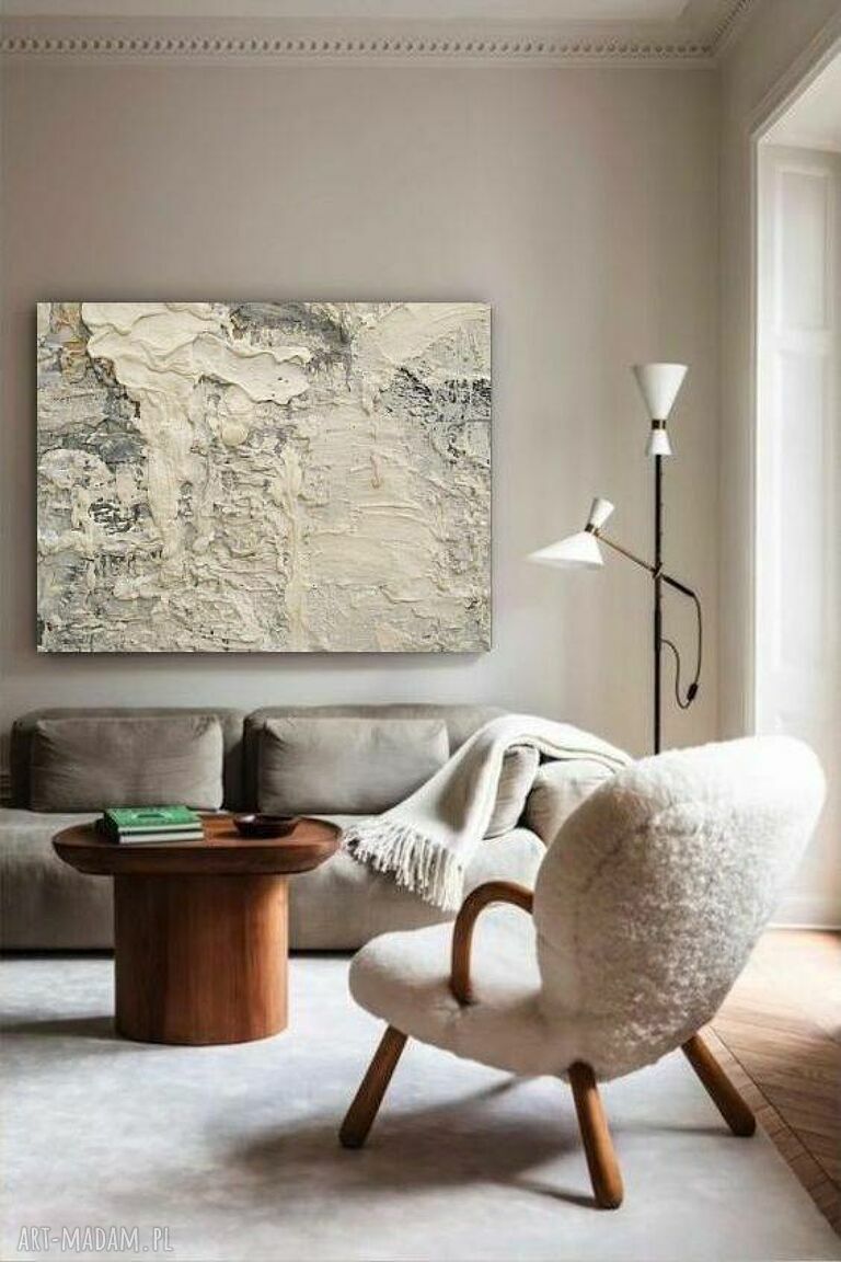 Cream Rock - ręcznie malowany obraz strukturalny na płótnie 70x100 cm