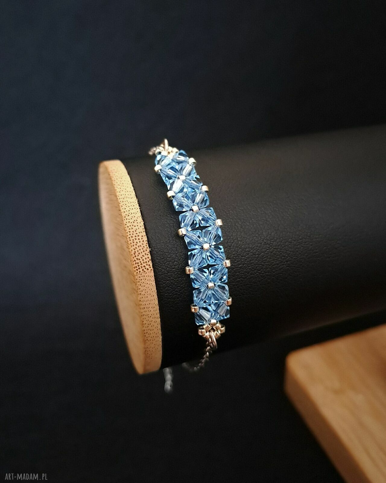 Delikatna bransoletka Aquamarine z kryształków Preciosa i Miyuki Delica