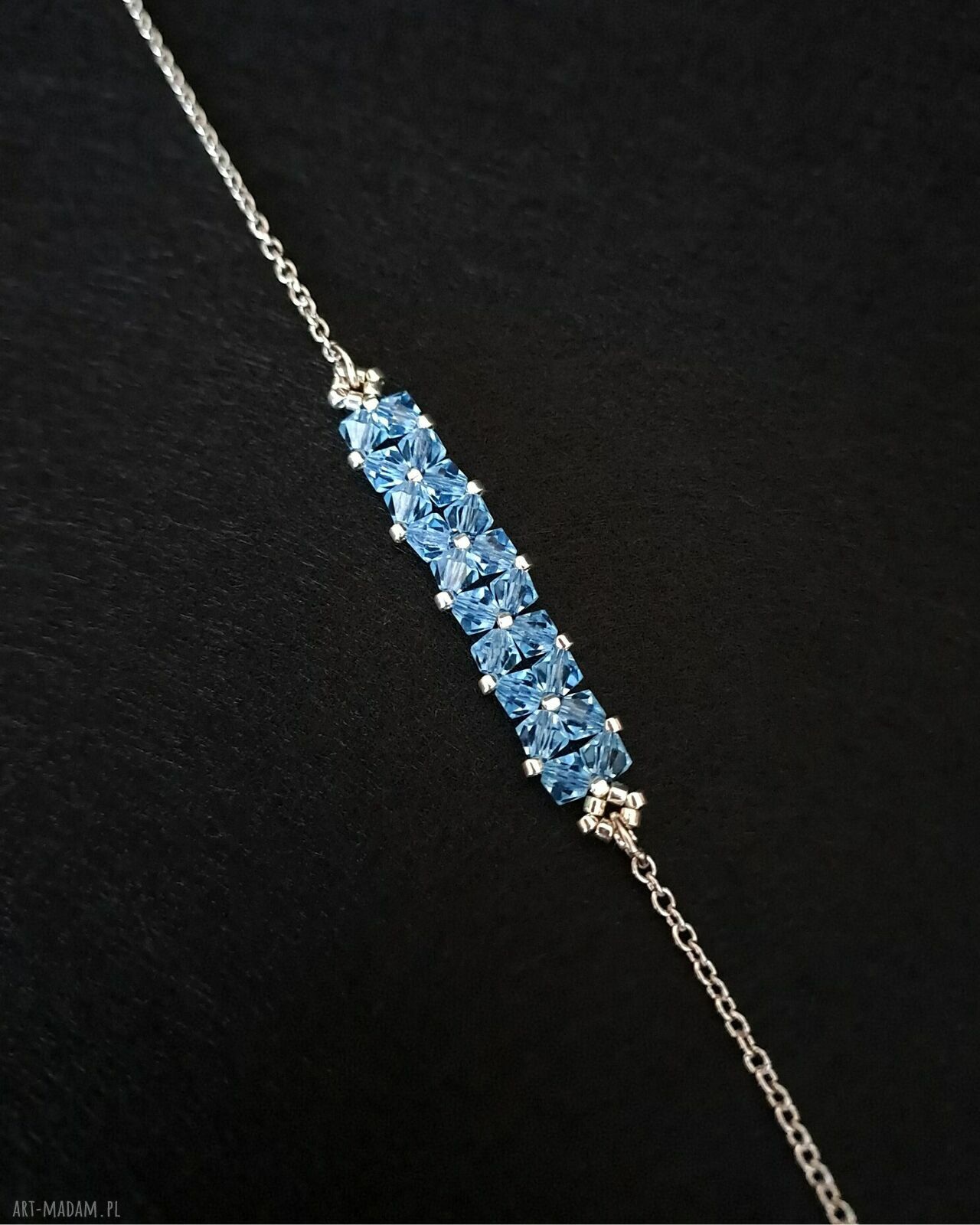 Delikatna bransoletka Aquamarine z kryształków Preciosa i Miyuki Delica