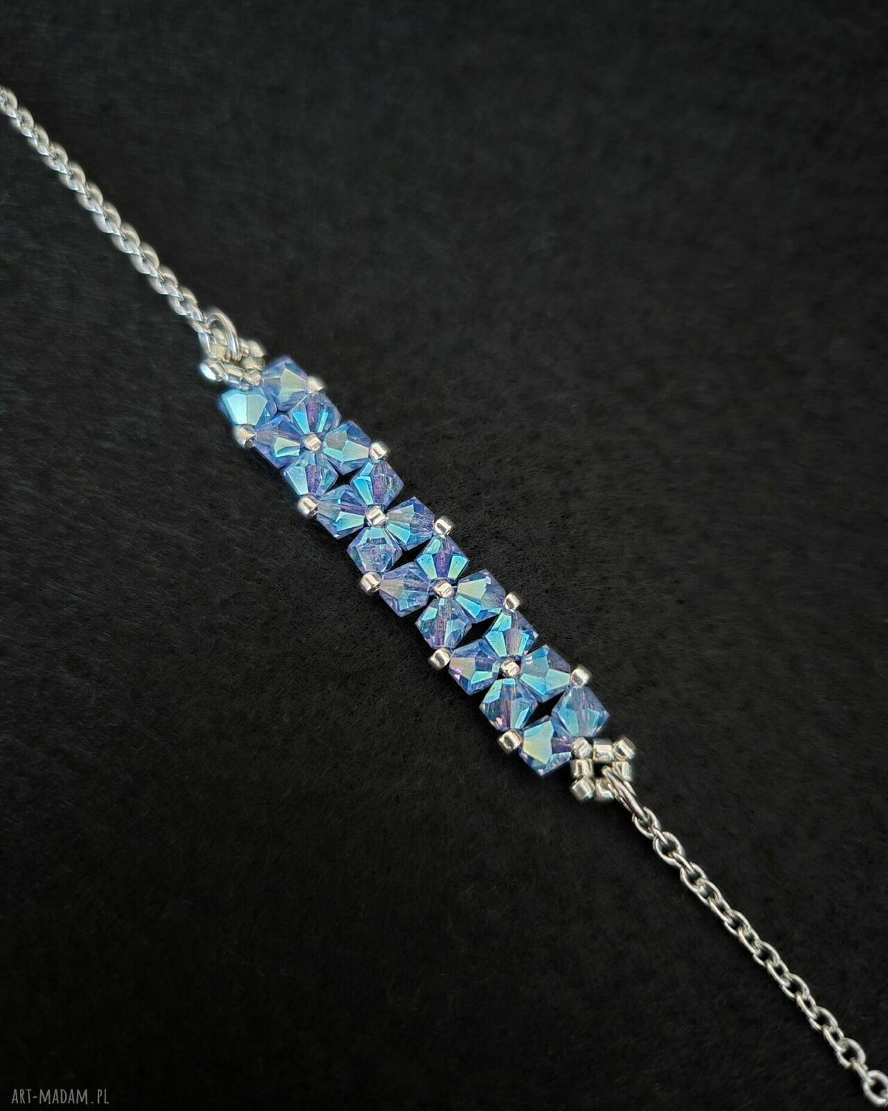 Błękitna, delikatna bransoletka z kryształów Preciosa Sapphire AB2x