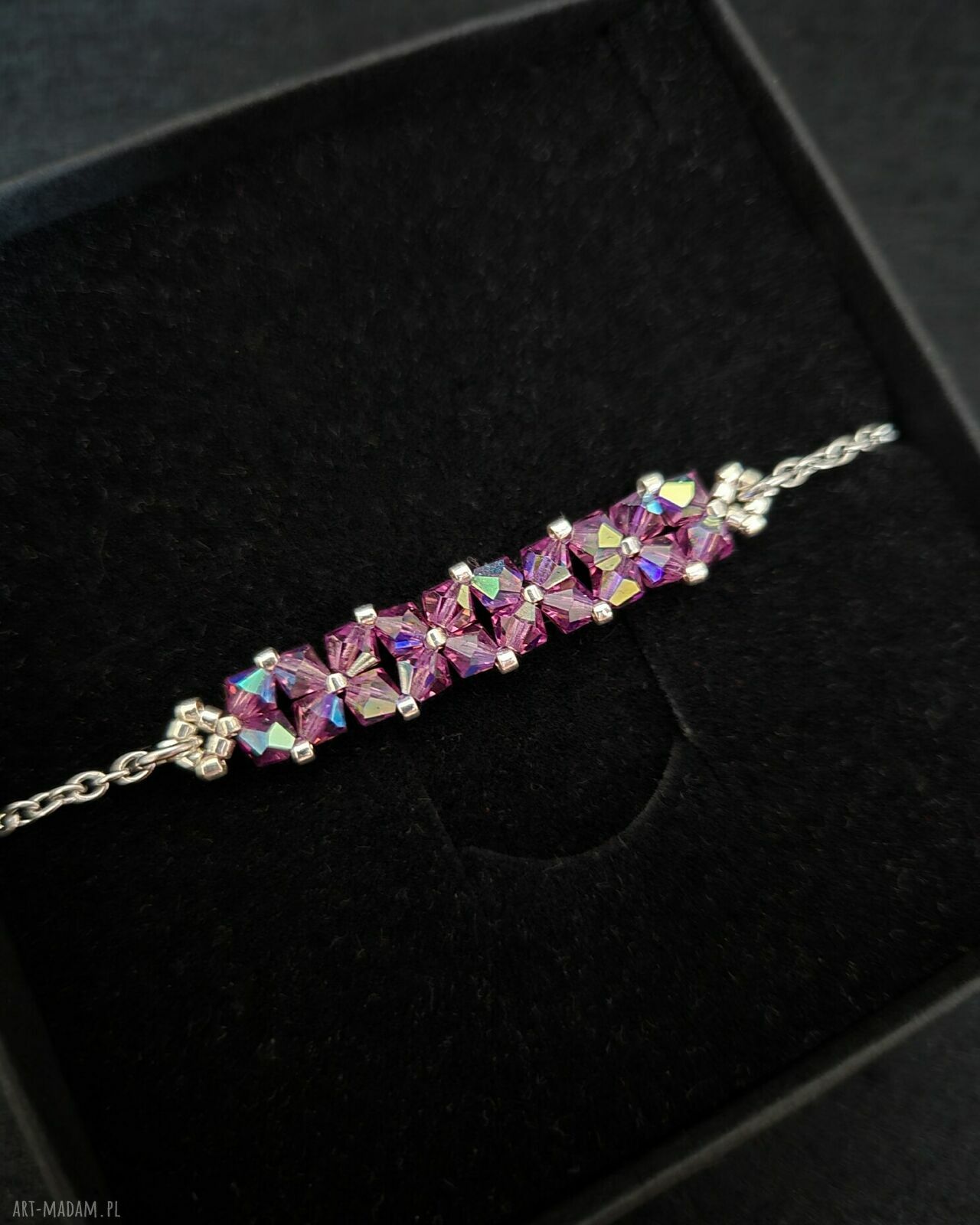 Delikatna bransoletka z kryształów Preciosa Amethyst AB