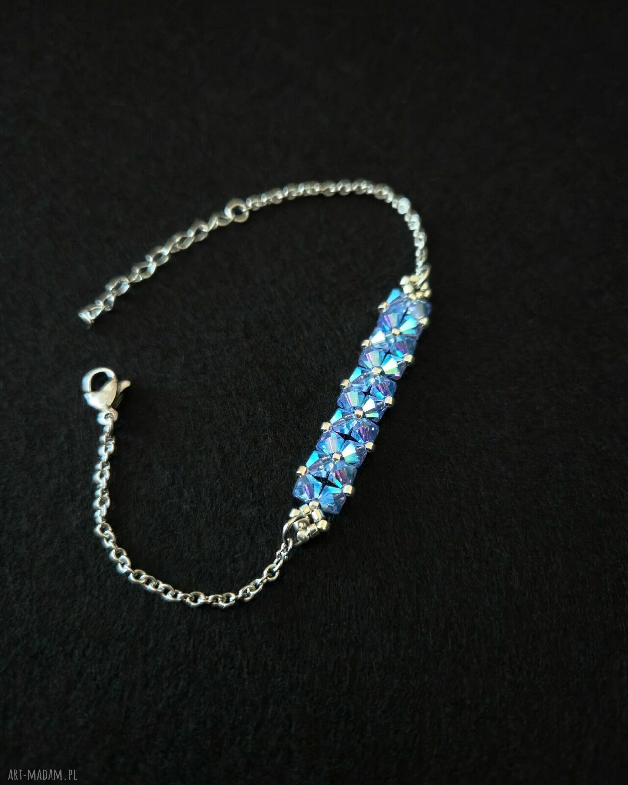 Błękitna, delikatna bransoletka z kryształów Preciosa Sapphire AB2x