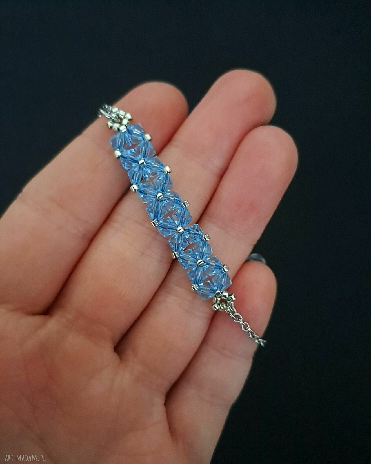 Delikatna bransoletka Aquamarine z kryształków Preciosa i Miyuki Delica