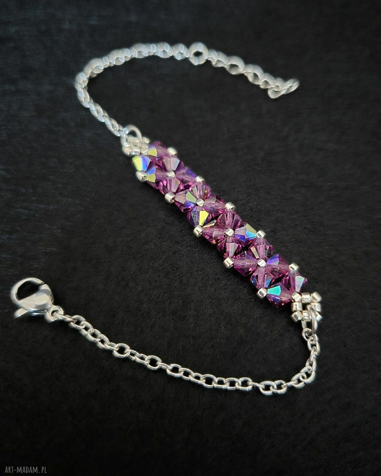 Delikatna bransoletka z kryształów Preciosa Amethyst AB