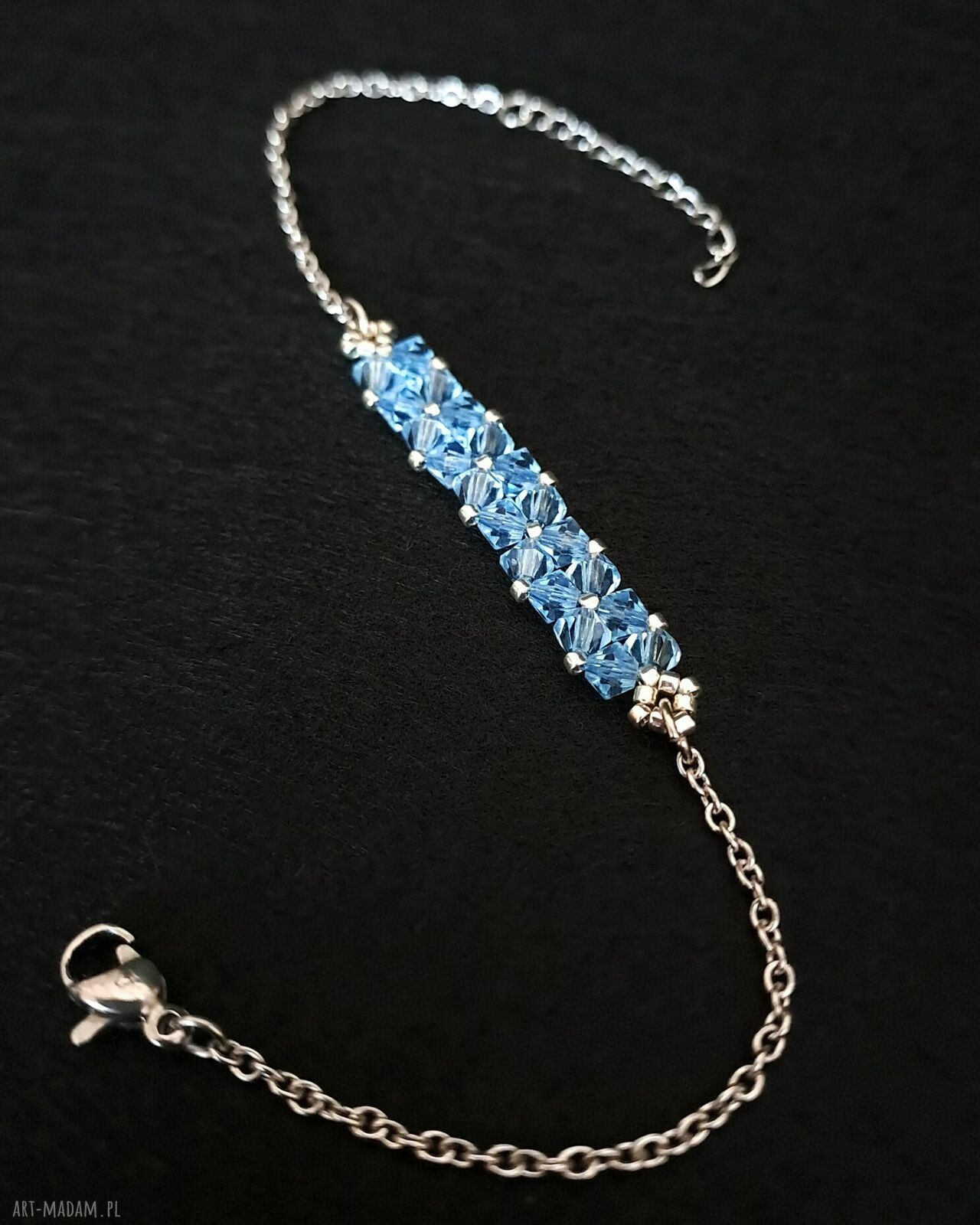 Delikatna bransoletka Aquamarine z kryształków Preciosa i Miyuki Delica