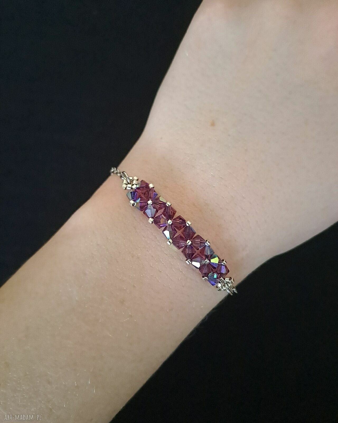 Delikatna bransoletka z kryształów Preciosa Amethyst AB