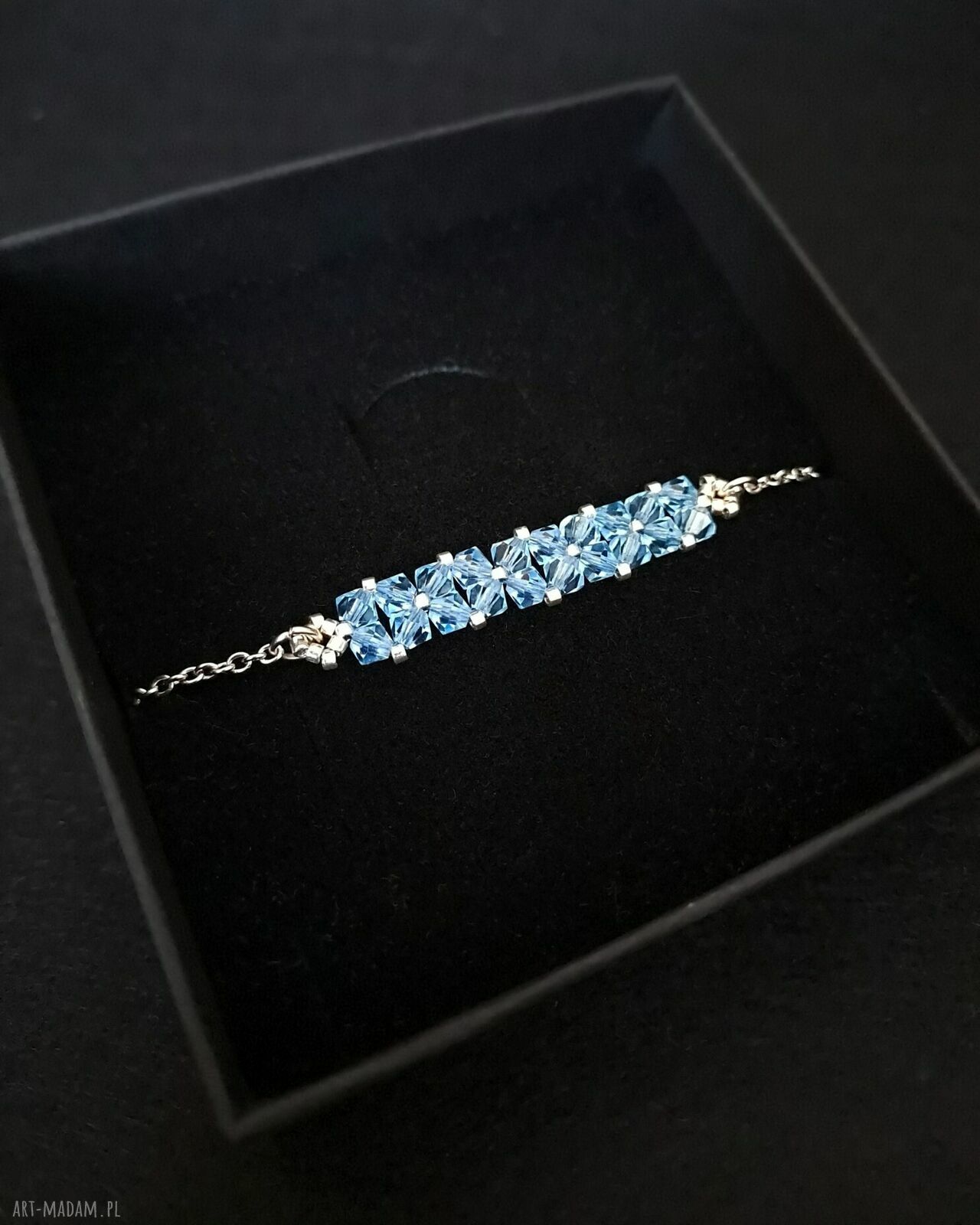 Delikatna bransoletka Aquamarine z kryształków Preciosa i Miyuki Delica