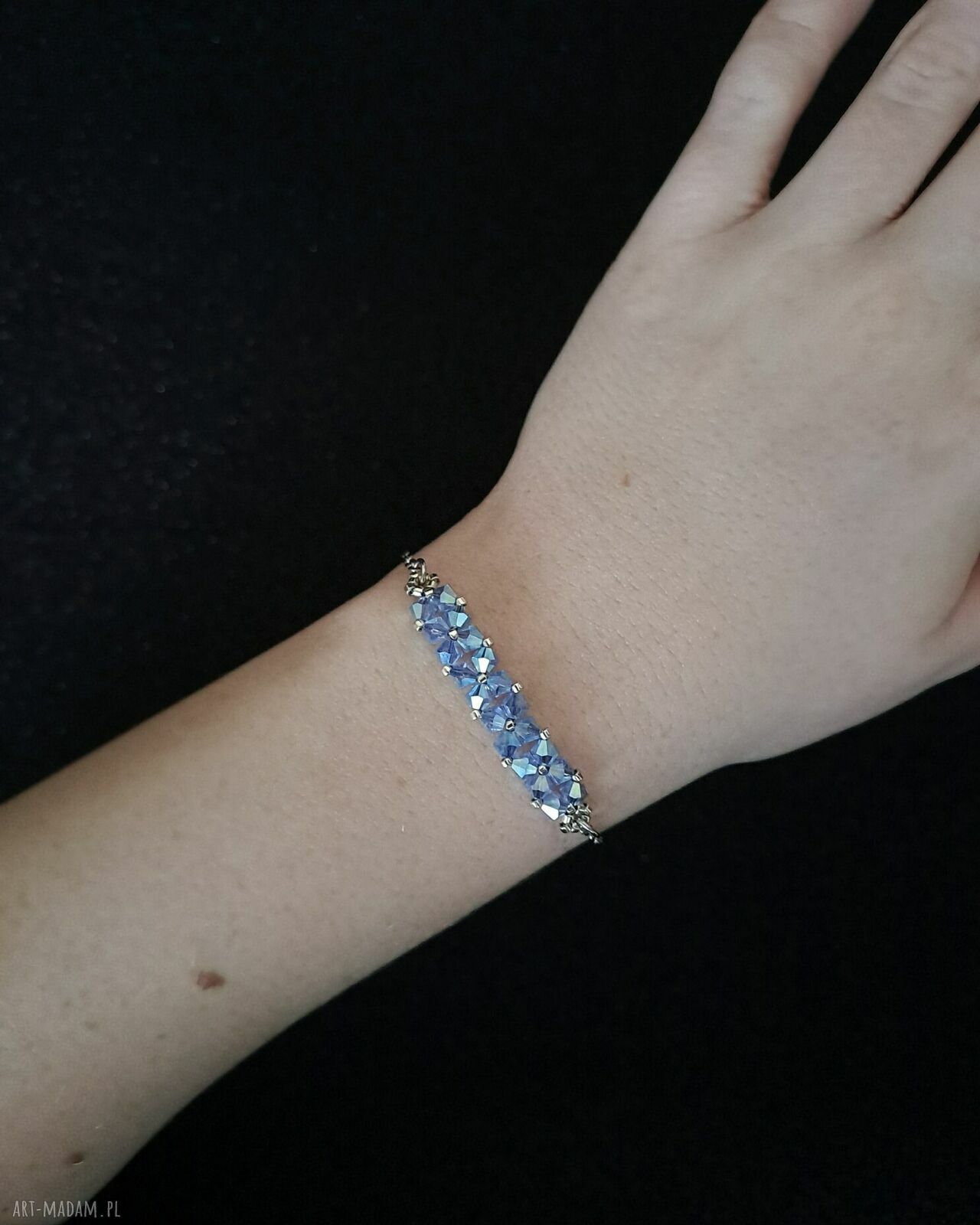 Błękitna, delikatna bransoletka z kryształów Preciosa Sapphire AB2x