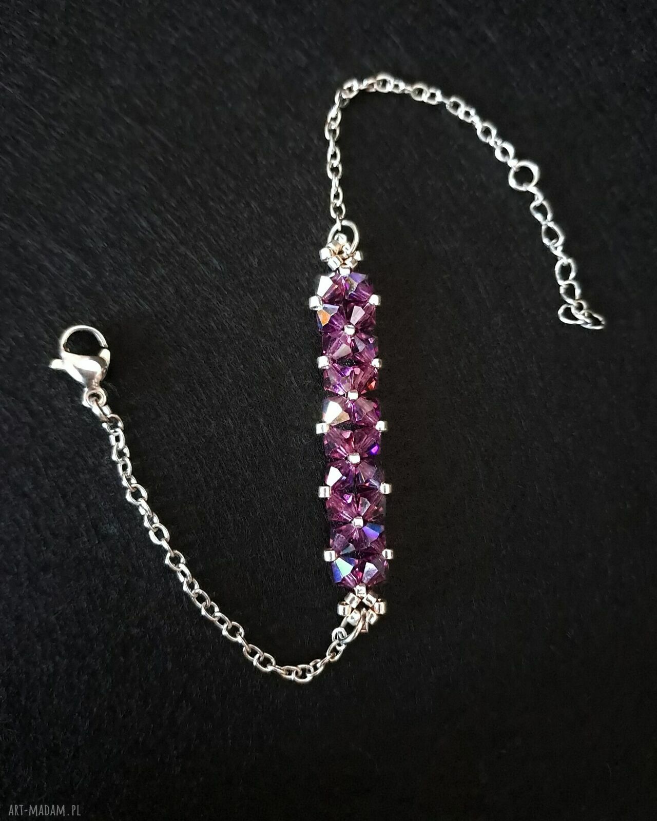 Delikatna bransoletka z kryształów Preciosa Amethyst AB