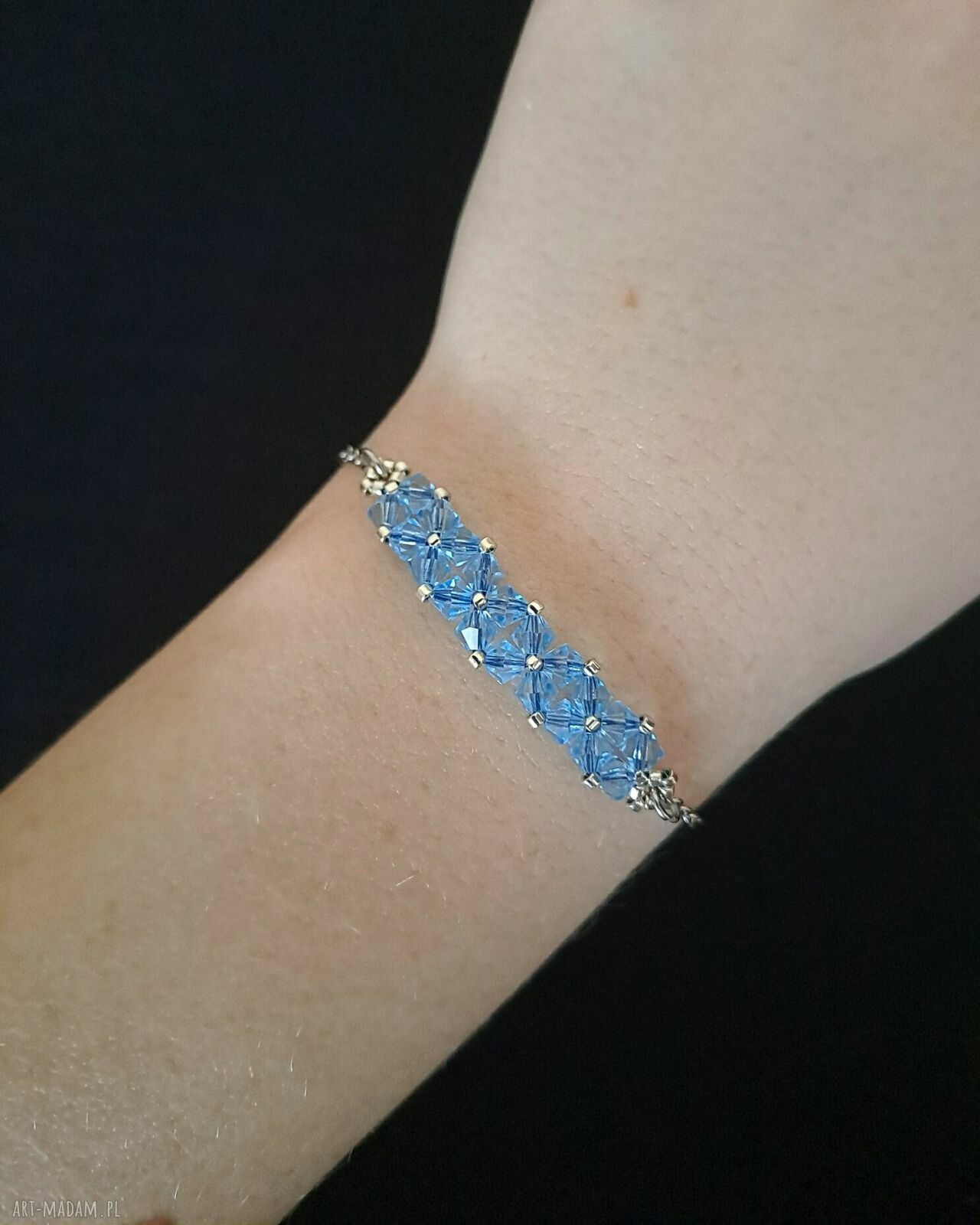 Delikatna bransoletka Aquamarine z kryształków Preciosa i Miyuki Delica