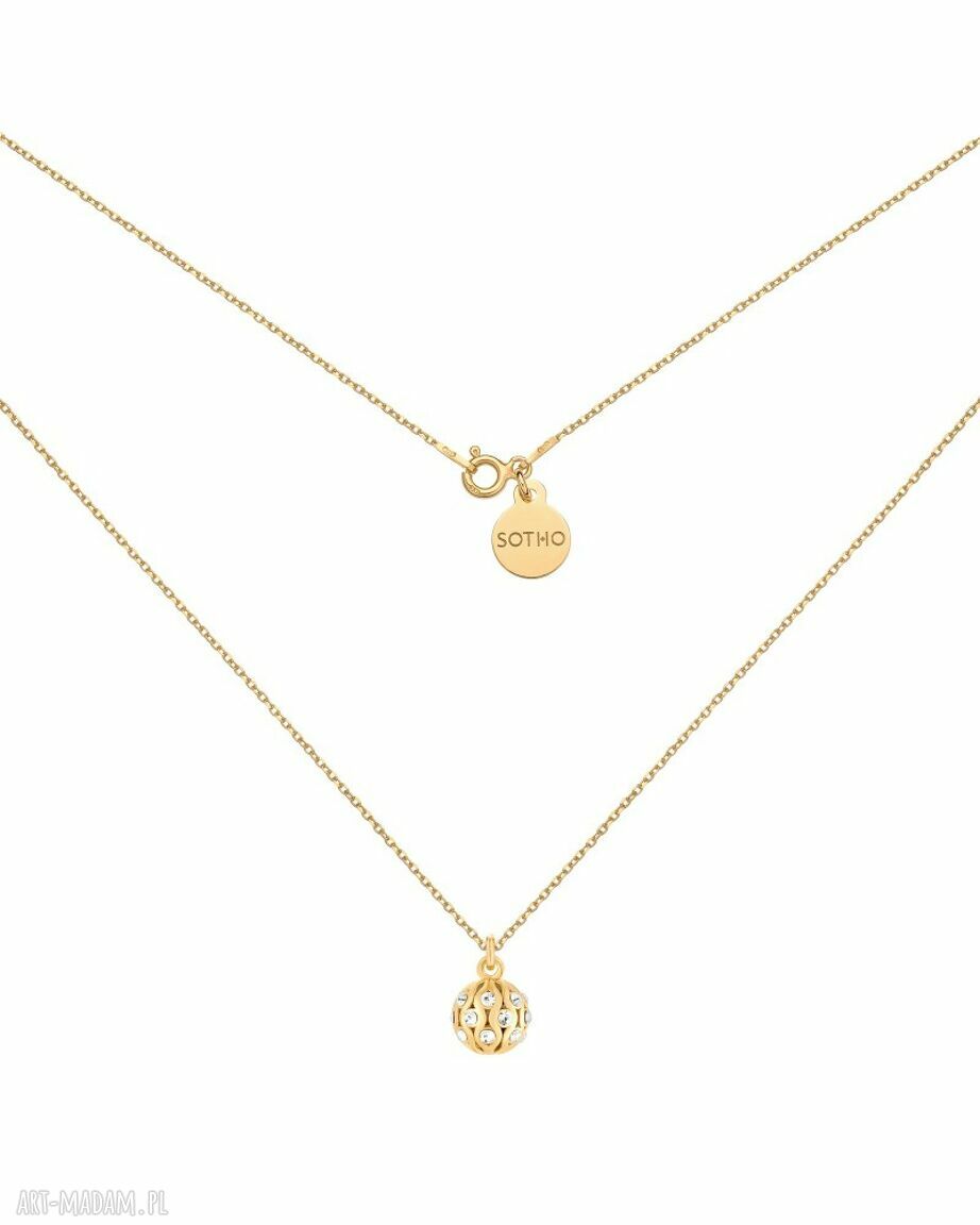 Złoty naszyjnik bezbarwnymi kryształami kryształ bezbarwny