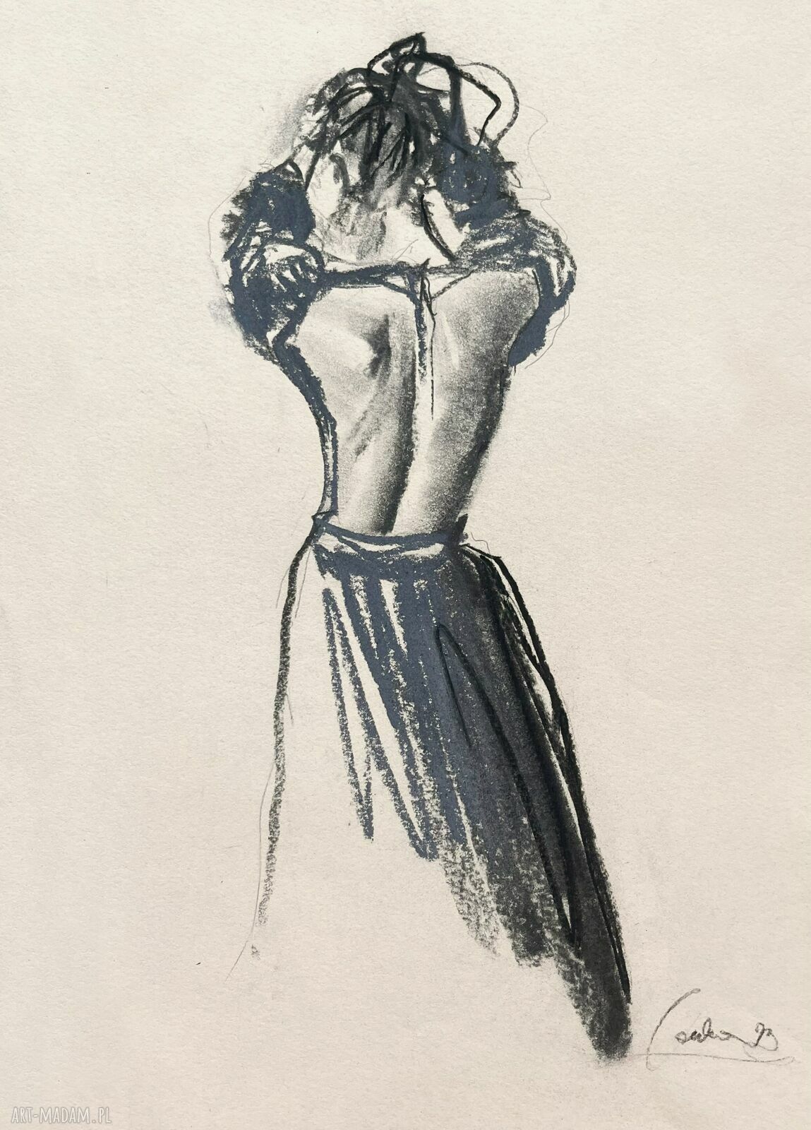 Cue - autorski szkic kobiecy na papierze 29,5 x 40 cm