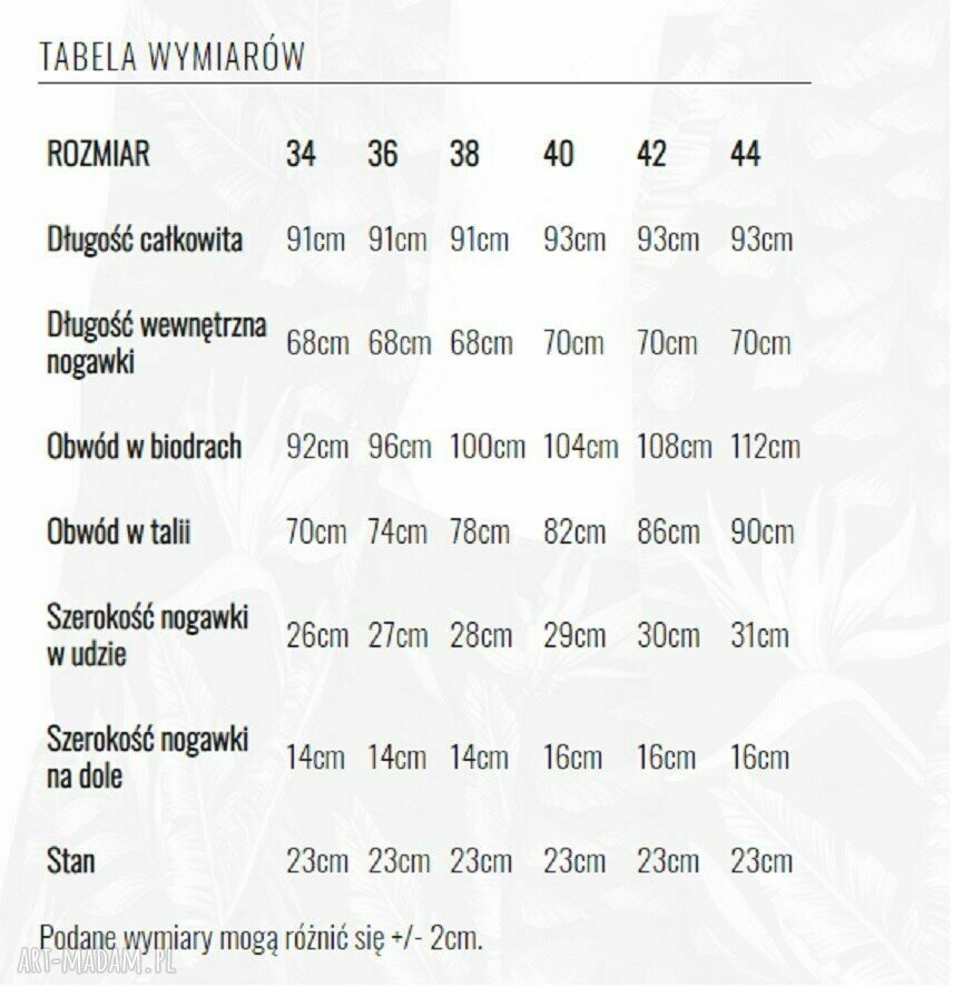 Spodnie cygaretki, sd119 liście granat