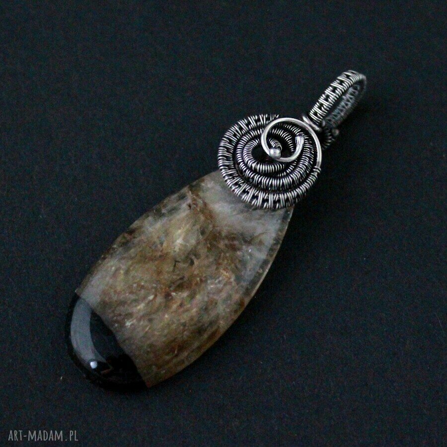 Cylia - wisiorek z agatem i oksydowanym srebrem w technice wire wrapping