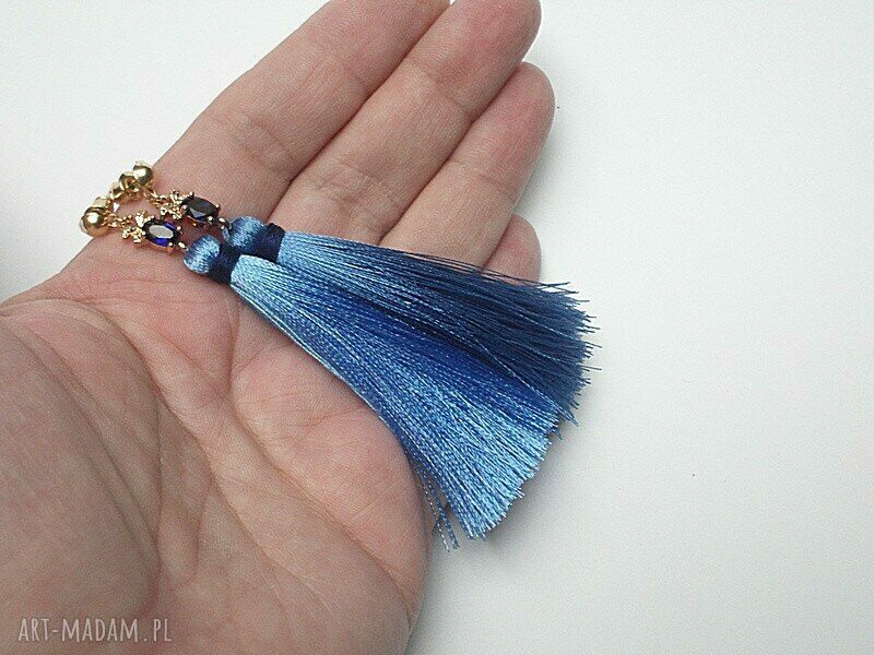 Boho Light Jeans vol. 4 długie chwosty z cyrkoniami i złotymi łącznikami (8,5 cm)