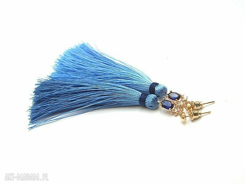 Boho Light Jeans vol. 4 - długie chwosty z cyrkoniami i złotymi łącznikami (8,5 cm)