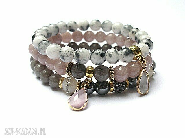 Pink and grey vol 2014 set jadeity marmur agaty cyrkonie uleksyt