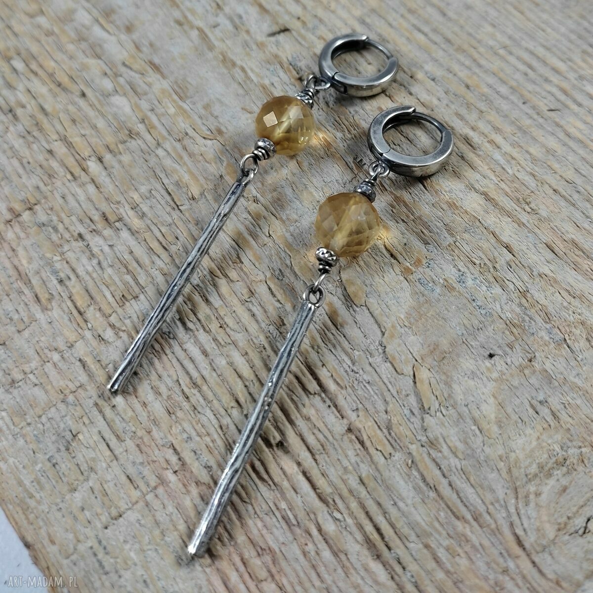 Cytryn - długie kolczyki ze srebra 925 oksydowanego (ok. 6,5 cm)