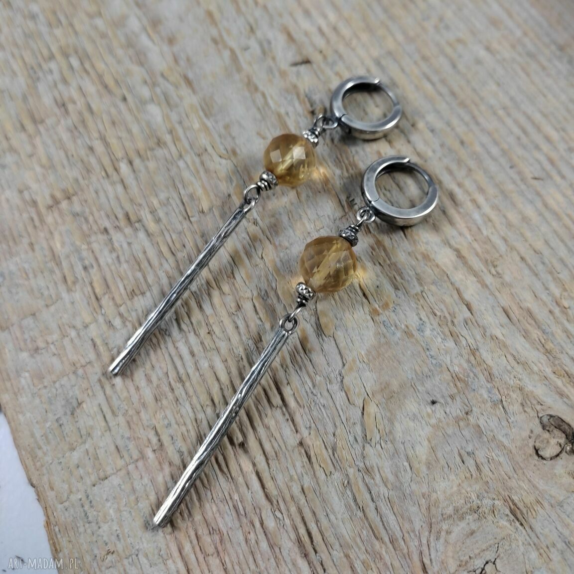 Cytryn - długie kolczyki ze srebra 925 oksydowanego (ok. 6,5 cm)