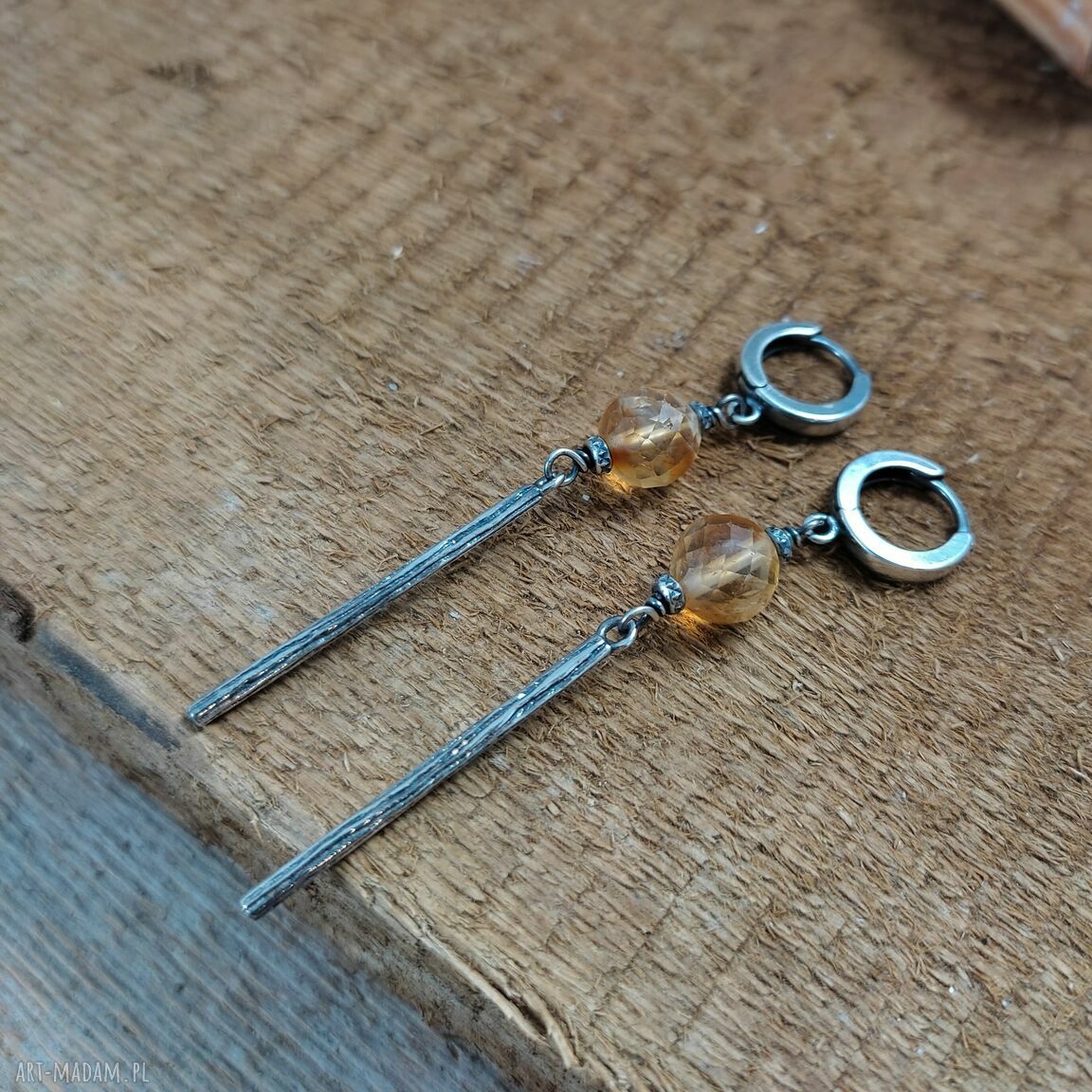 Cytryn - długie kolczyki ze srebra 925 oksydowanego (ok. 6,5 cm)