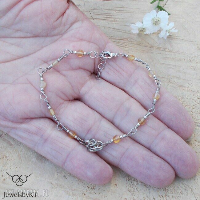 Cytryny na okrągło - bransoletka chainmaille ze srebra i cytrynów
