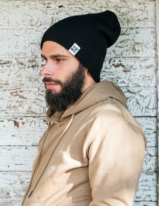 Czapka dwustronna beanie Brain Inside - czarna z kolorowym logo