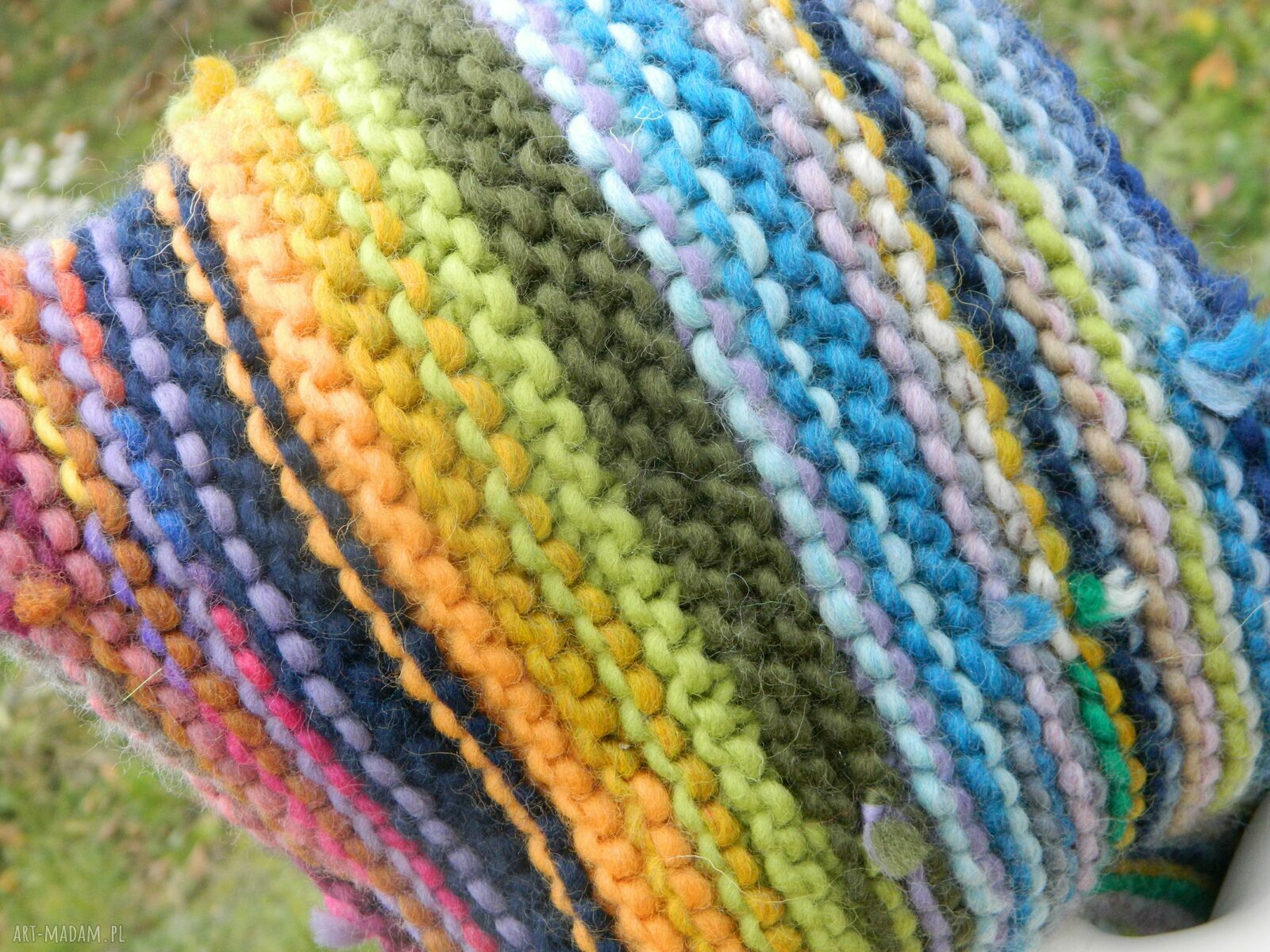 Czapka etno elf 100% wełna boho kaptur