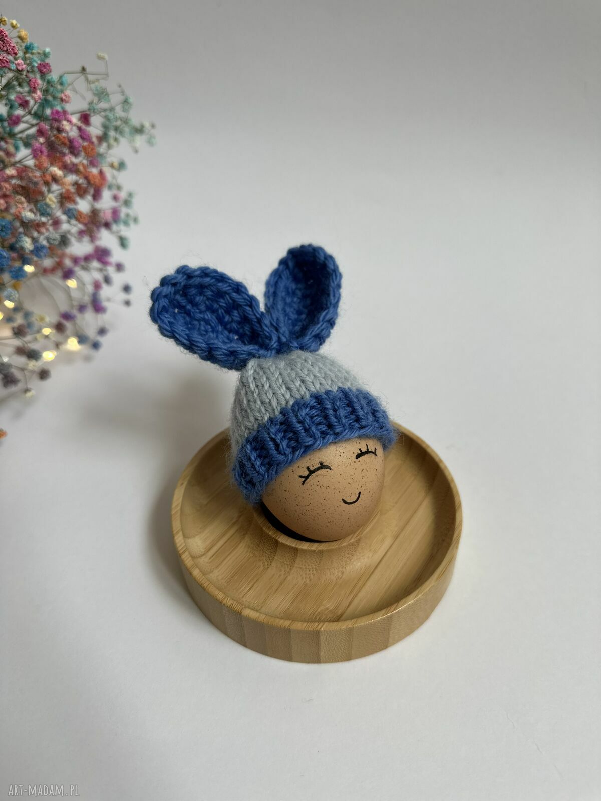 Czapeczka na jajka wielkanocne z uszami zająca - turkusowa, 1 szt