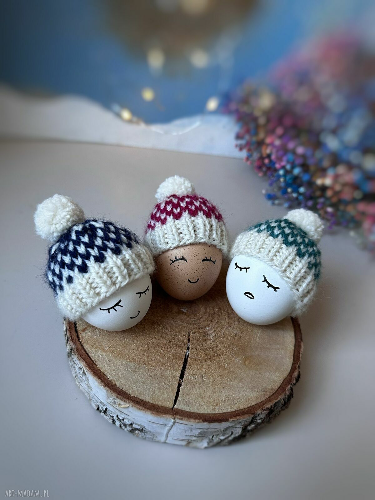 Czapeczki na jajka wielkanocne - zestaw 3 szt