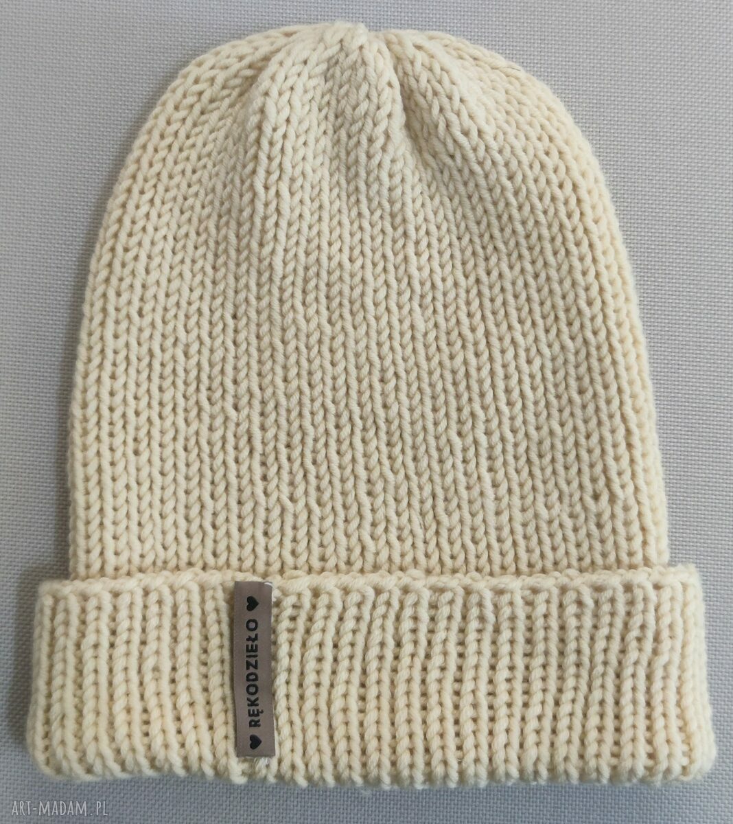 Czapka 100% Merino - żółta czapka na drutach, rękodzieło na chłodne dni