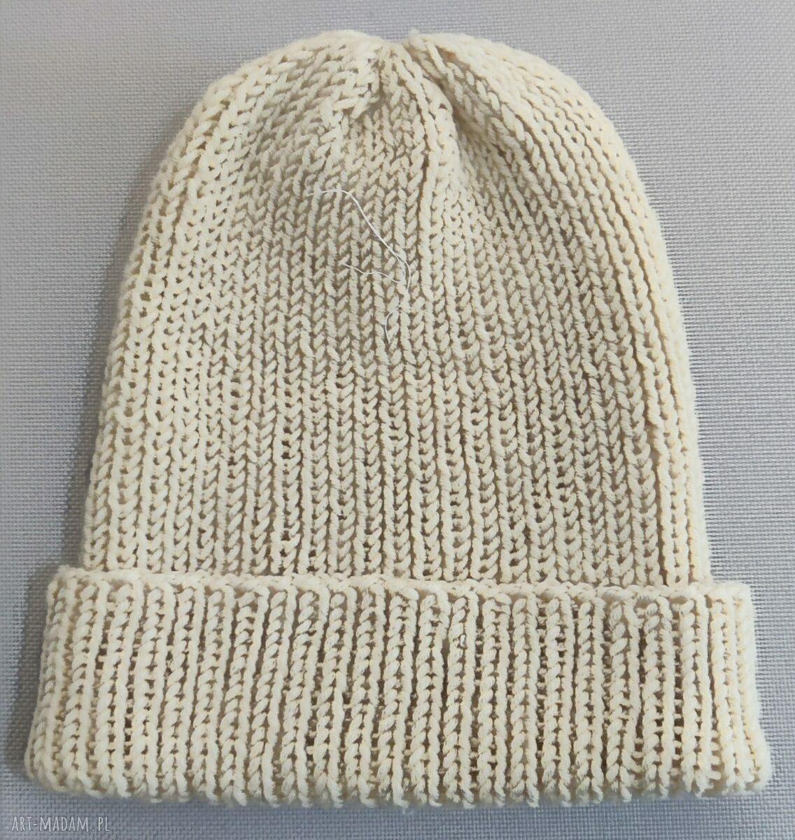 Czapka 100% Merino - żółta czapka na drutach, rękodzieło na chłodne dni