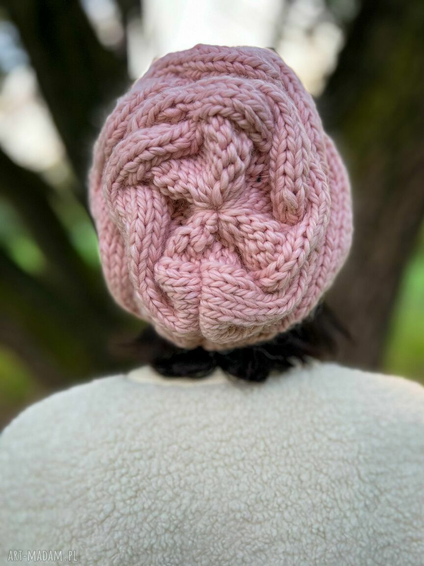 Czapka Merino Oversize This is it - Pudrowy Róż (bez pompona)