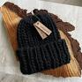 czapki czapka beanie chunky black / handmade