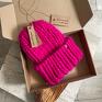 czapki różowa czapka beanie chunky magenta /