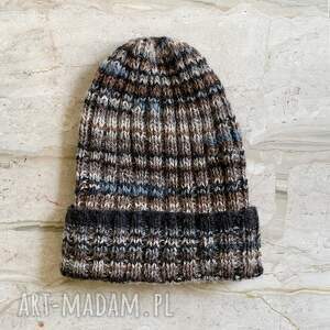 czapka beanie soft tweed handmade