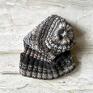 czapki beanie na drutach czapka soft tweed / handmade