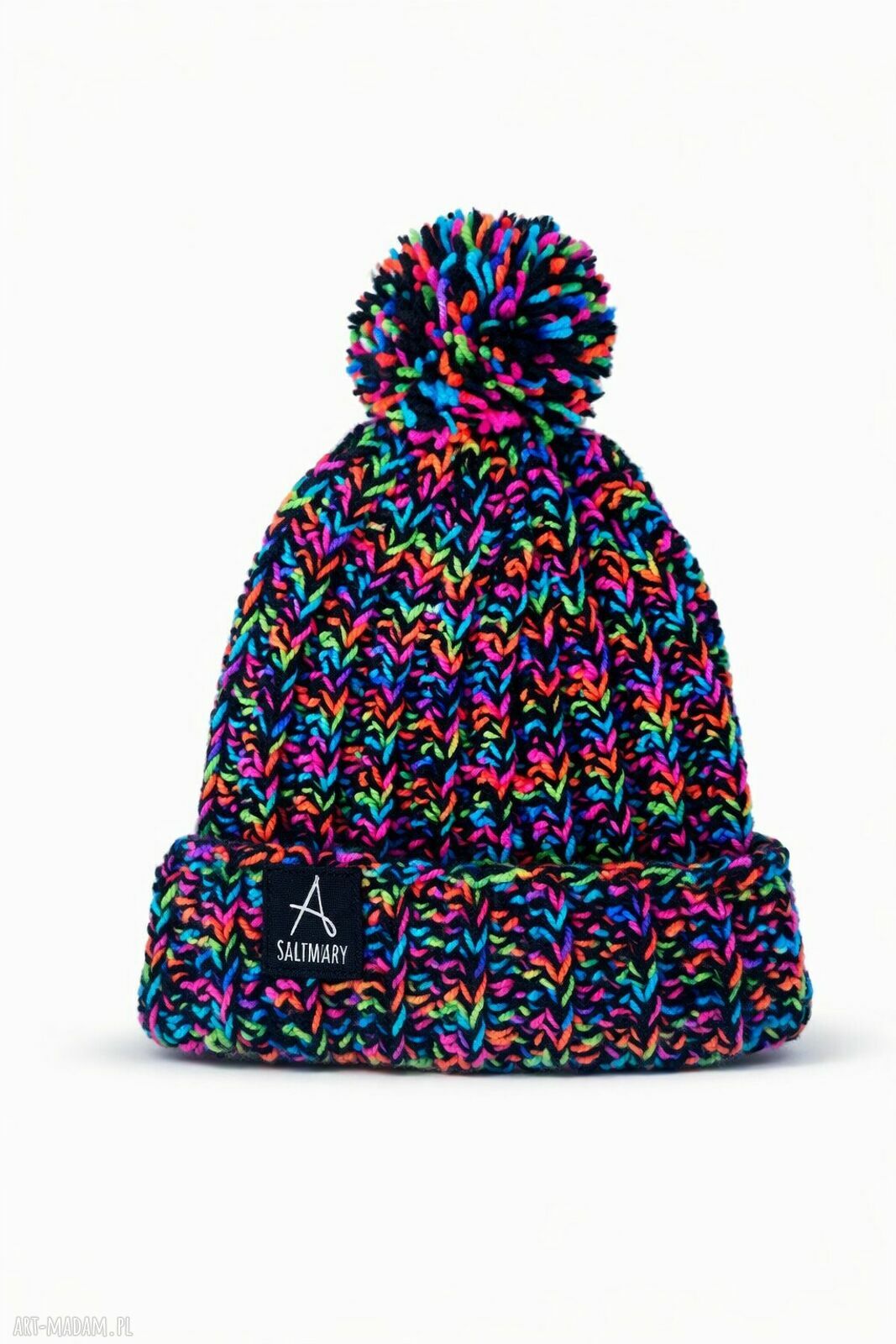 Czapka beanie z pomponem robiona na szydełku szara