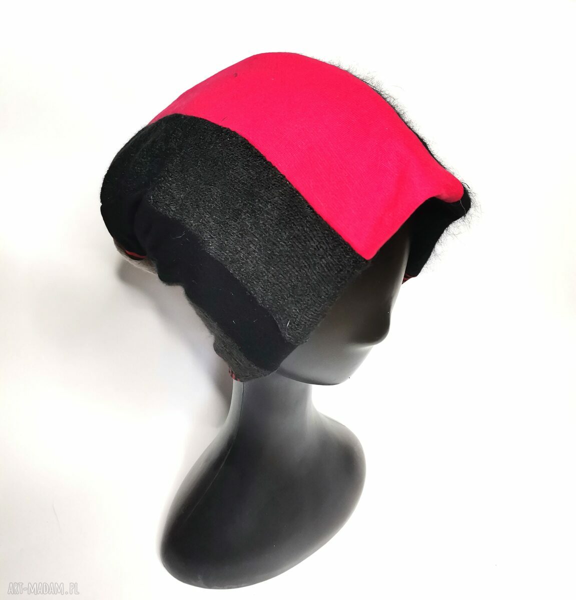 Czapka boho patchworkowa na podszewce 'mam robotnika nieroba' - rozmiar uniwersalny