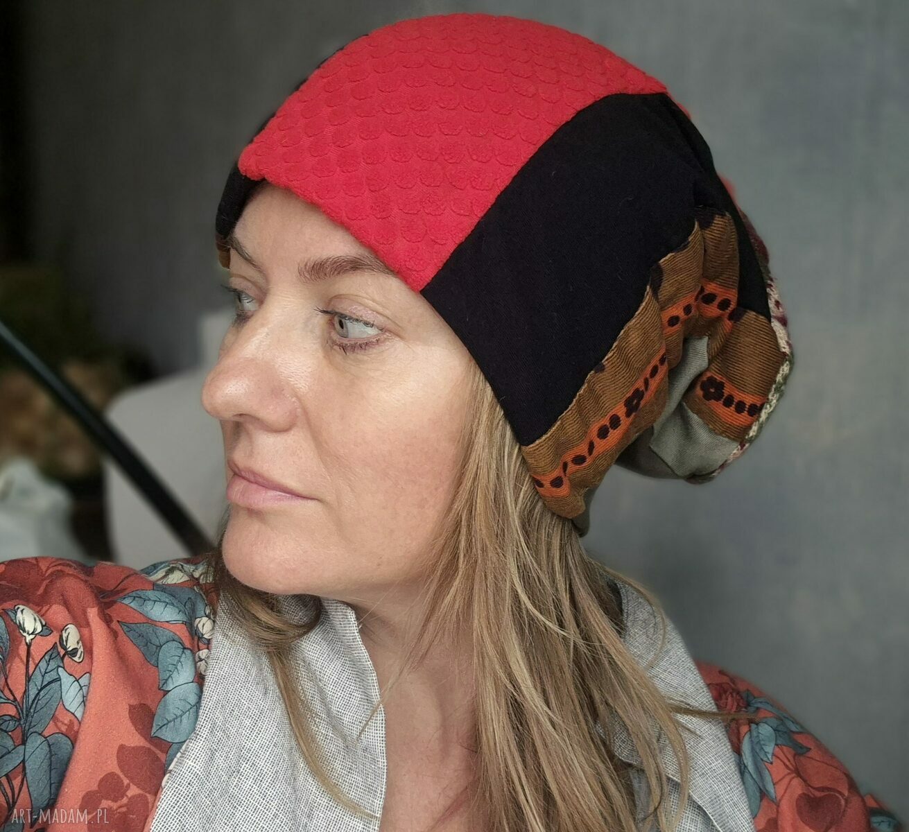 Czapka boho na podszewce - rozmiar uniwersalny