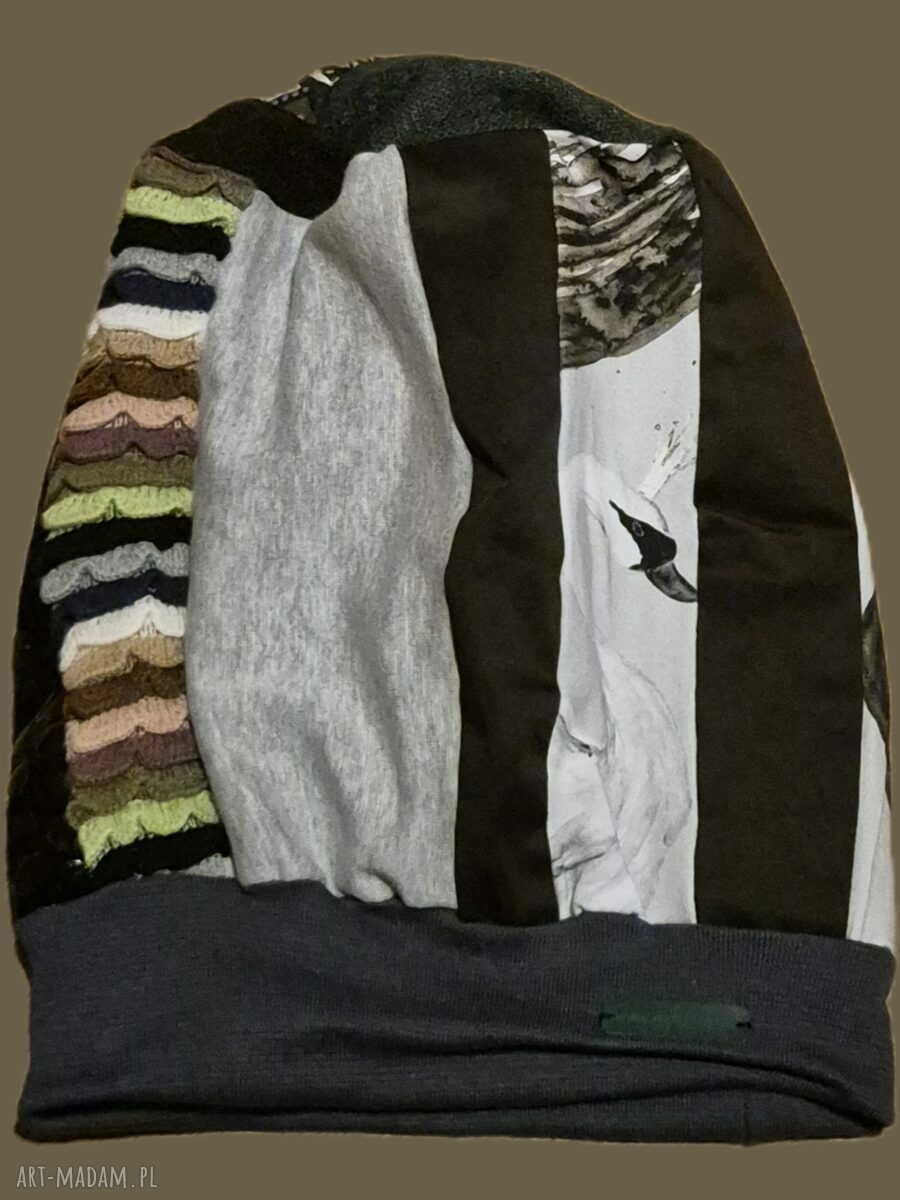Czapka boho z podszewką - rozmiar uniwersalny, patchwork