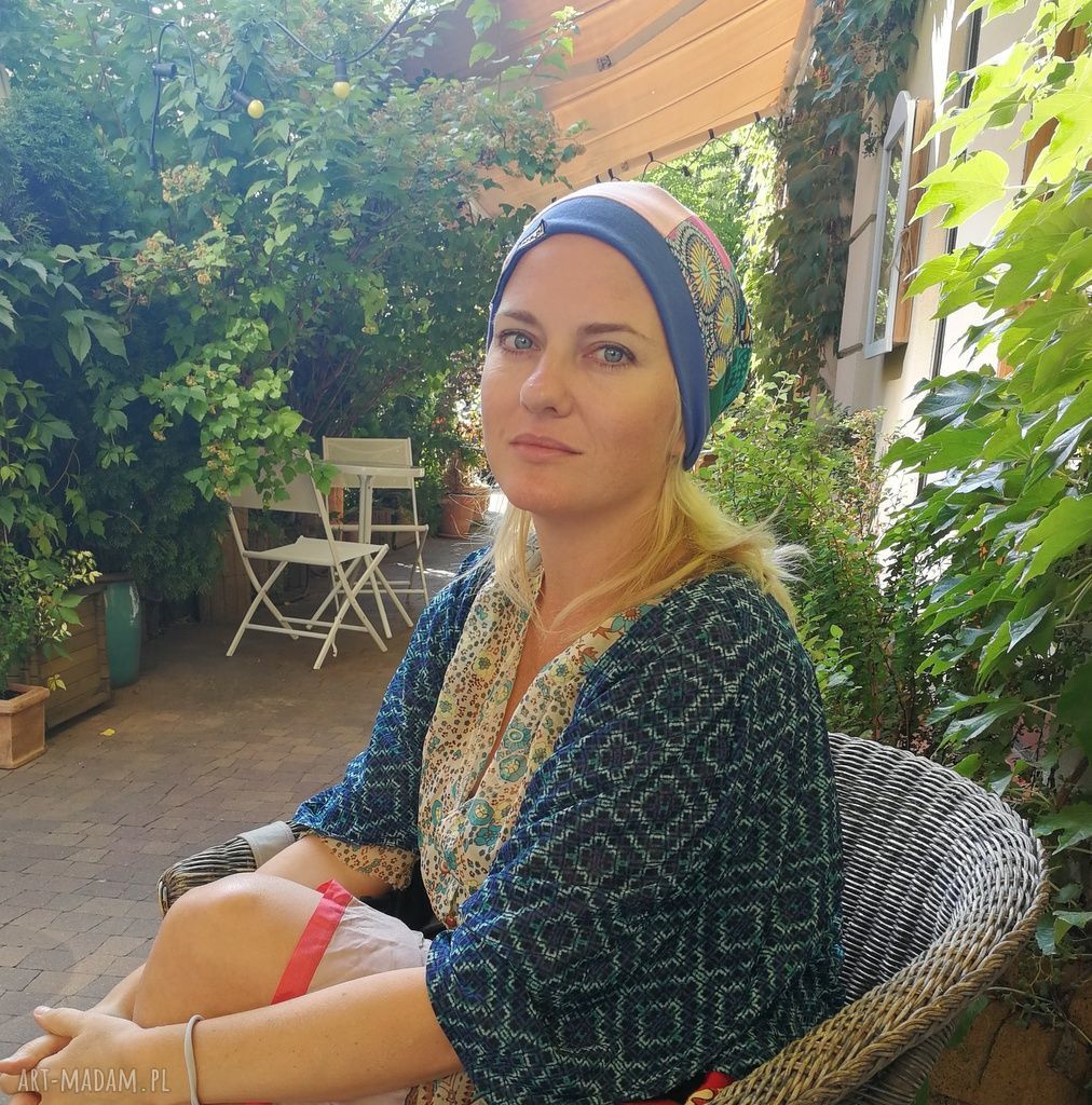 Czapka cekinowa boho patchworkowa na podszewce (Ruda Klara)