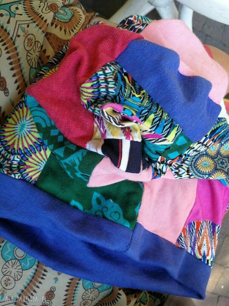 Czapka cekinowa boho patchworkowa na podszewce (Ruda Klara)