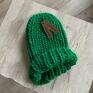 czapki beanie na drutach czapka chunky kelly green /