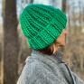 czapki czapka chunky kelly green / handmade