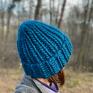 modne czapki beanie czapka chunky sherpa blue /