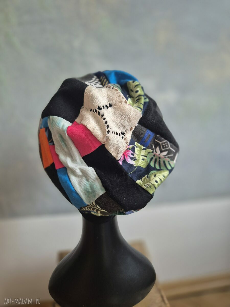 Czapka codzienna patchworkowa kolorowa - rozmiar uniwersalny (handmade)