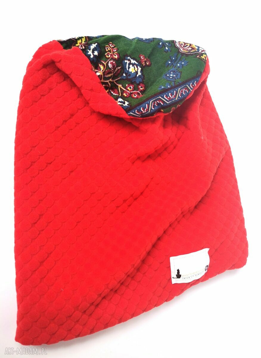 Pomarańczowa czapka Smerfetka - boho handmade, rozmiar uniwersalny